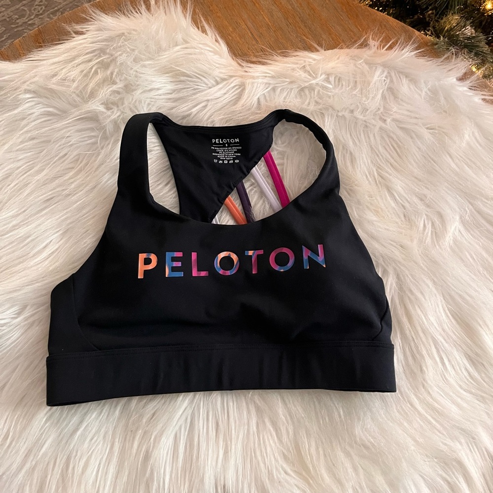 Peloton multi striped color sports bra size small